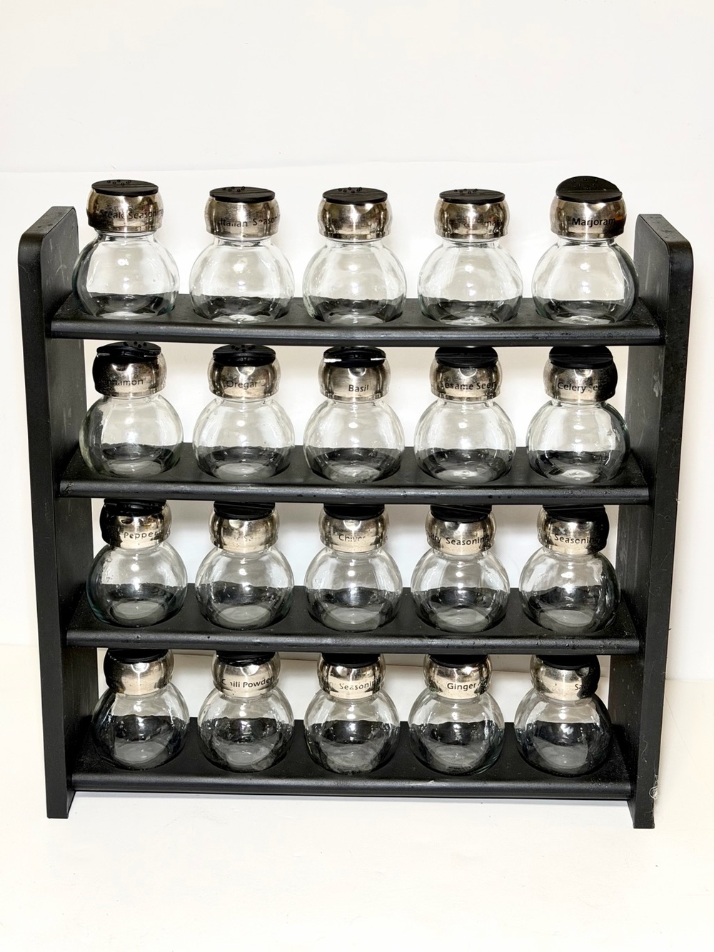 Spice Rack with 20 Glass Jars Vintage Olde Thompson (Cleaned & Empty)